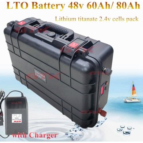 LTO 48v 60AH 80Ah lithium titanate Battery Pack LTO for Boat marine Solar panels EV 100A BMS super Fast charge + 10A charger
