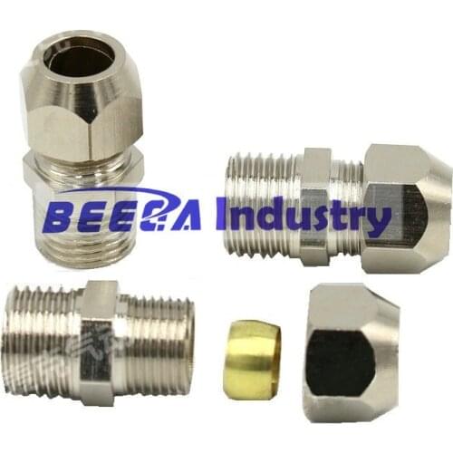 Copper pneumatic quick connector, suitable for copper pipe 4/6/8/10/12/14/16mm, Male thread M5, 1/8, 1/4, 3/8, 1/2