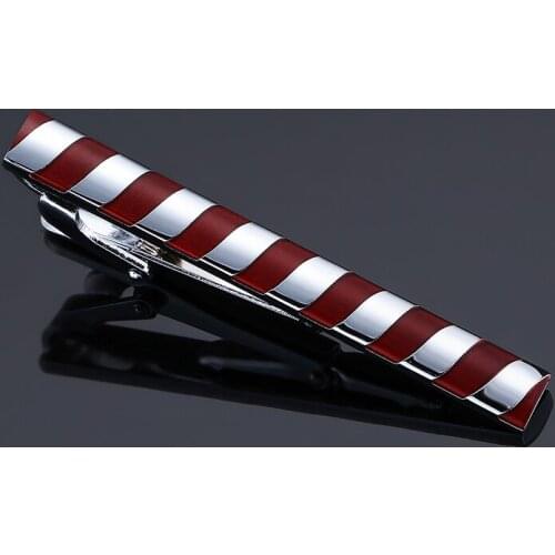 Fashion Mans Classic simple tie clip silvery metal Red enamel stripes style clips tie clip for men business