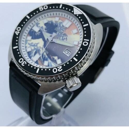 Bliger 45mm Mens Top Classic Luxury Watch Silver Case Sapphire Glass C3 Luminous Rubber Strap NH35 Movement Automatic Watch