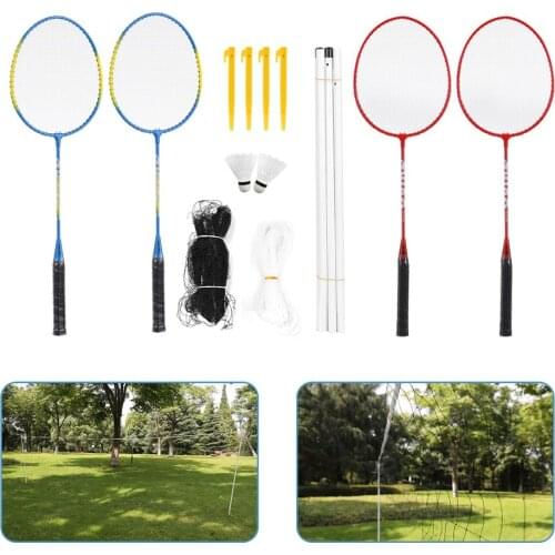 Outdoor Sports Badminton Set Badminton Rackets Birdies Net Adjustable Polls Beach Backyard tennis Ball badminton shuttlecock