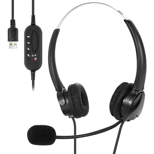 USB On-Ear Headset W Mic High Sound Quality Noise Reduction Wired Headphone Compatible With Laptop/Desktop/Corded Telephone
