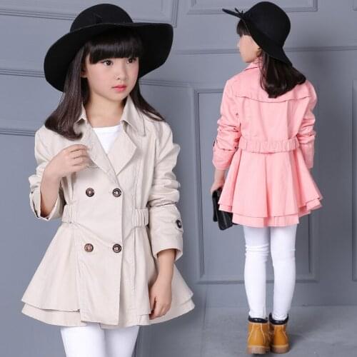 New Arrival Fashion Childrens Stormwear Spring 2019 Double Button Trench Coats Solid Outdoor Jackets Teenage Clothes for 4-13Y