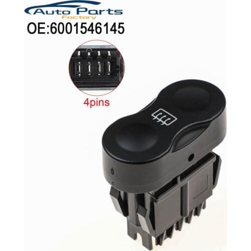 New Rear Window Defrost Switch Button 4 Pins For Renault Dacia Logan 2008-2021 60015-46145 6001546145
