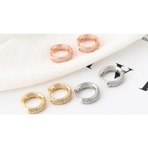 One Pair Hot Sale Piercing Hoop Earrings for Women Brilliant Crystal Zircon Metal Jewelry Earring Party Brincos Engagement Gifts