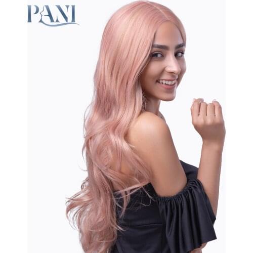 PANI Fantasy Pink Wigs Long Deep Wave Wig Synthetic Wigs For Women Lolita Wig Cosplay Wigs Anime Middle Part Perruque Femme