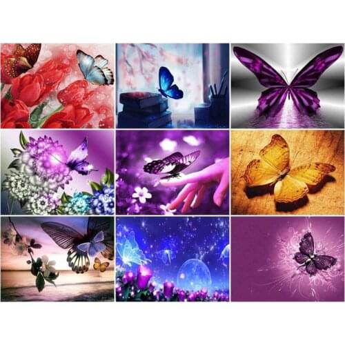 PDMDOG Diamond Painting Cross Stitch "Butterfly flowers" 5D DIY Diamond Embroidery Full Square/round Rhinestone Of Picture