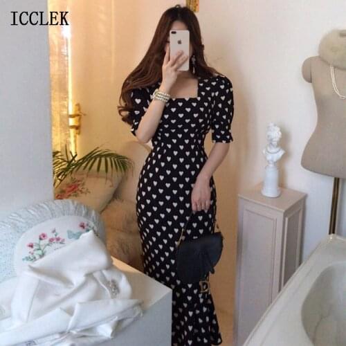 New Korean Fashion Vintage WomenS Dress Love Print Dress 2021 Summer Dress Elegant Ruffled Fishtail Maxi Dress Casual Dress