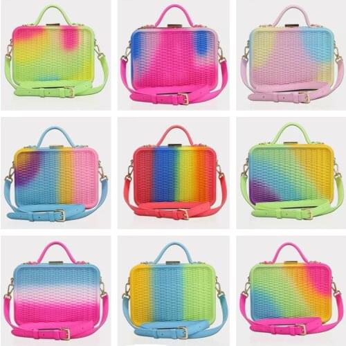 Just Tao! New Arrival Womans Jelly Messenger Bags Girls PVC shoulder bags Ladys Colorful handbags womens rainbow tote JTW007-2