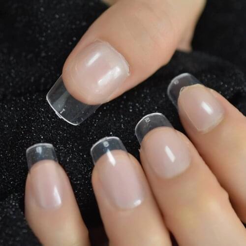 Transparent Medium Artificial Nail Tips Pratice Salon DIY Fake Nail Adhesive Square Natural False Nail