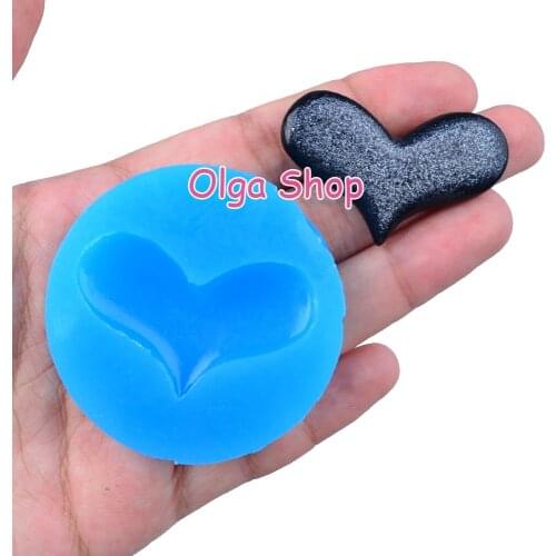 PYL287 42.1mm x 25.9mm Heart-shaped Silicone Mold Fondant Cake Decoration Candy Resin Clay Earrings Necklace Craft Soap Candle