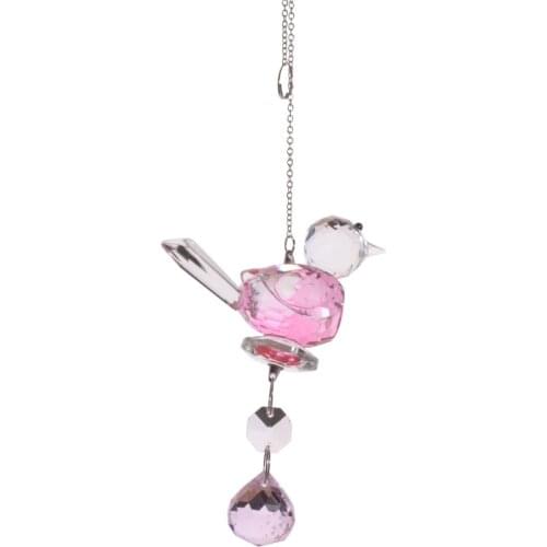 Pink Cute Crystal Bird Dreamcatcher Personalised House Decoration Glass Animal Accessories Fairy Garden Modern Home Ornaments