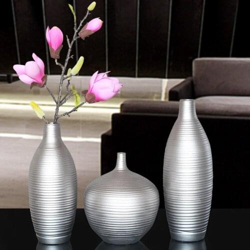 Silver home living room TV cabinet wine cabinet decoration ornaments soft art ceramic gold-plated Ceramic vase