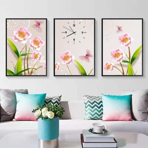 Modern Minimalist Living Room Decoration Painting Pink Flower Restaurant Mural Bedroom Canvas Painting Core