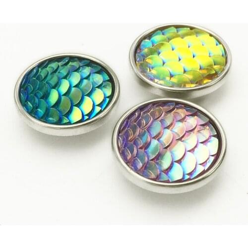 SZ6402 glitter mermaid round pineapple 18mm Resin snap button for snap jewelry good quality