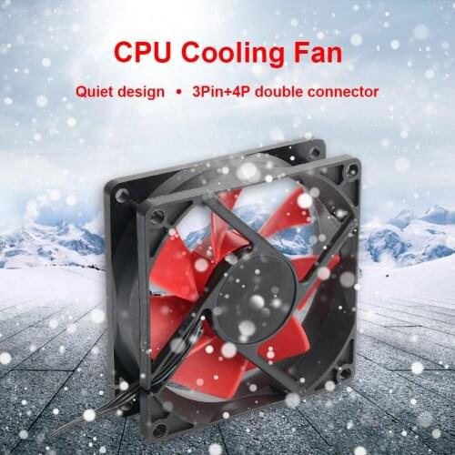 Computer Cooling Fan Black + Red 3Pin+4Pin Quiet Design + Wired CPU Cooler Chassis Case Water Fan & Cooling 12V 80*80*25mm