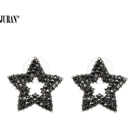 3 Colors Shiny Star Stud Earrings For Women Cute Trendy Hollow Brincos High Quality Rhinestone Earring JURAN Fashion Jewelry