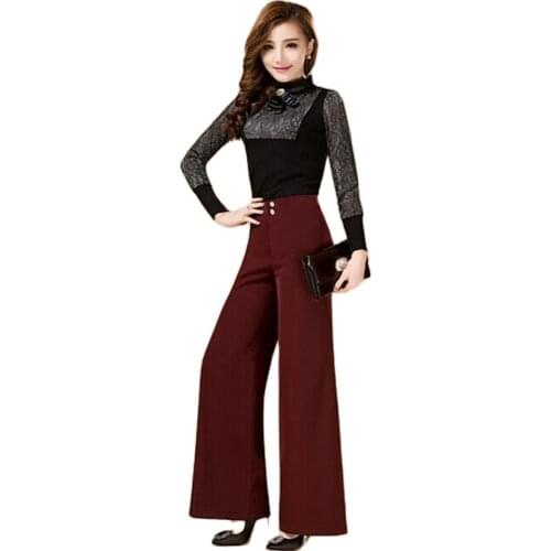 Womens Latin Dance Pants Square Bigfoot Fashion Tall Waist Trousers Wide-legged Straight Leg Pants