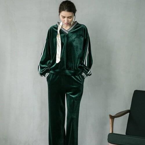 Yomrzl A525 New arrival autumn and winter velours womens pajama set home style daily outside and indoor clothes sleep set