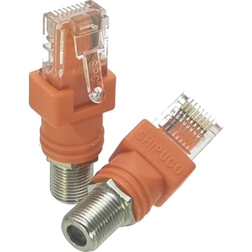 1pcs F TV Female Jack to RJ45 Male Plug Coaxial Coax Barrel Coupler Adapter RJ45 to RF Connector