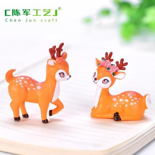 1pc Cute Figurine Animal Sika Deer Baking Cake Topper Decoration Miniatures Fairy Garden Ornament Craft
