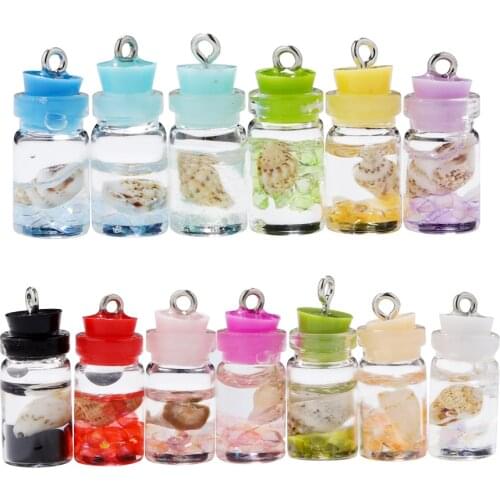 10pcs/lot Conch Shell Ocean Drift Bottle Pendants Handmade Crafts Charms For Earrings Necklace DIY Jewelry Making Supplies