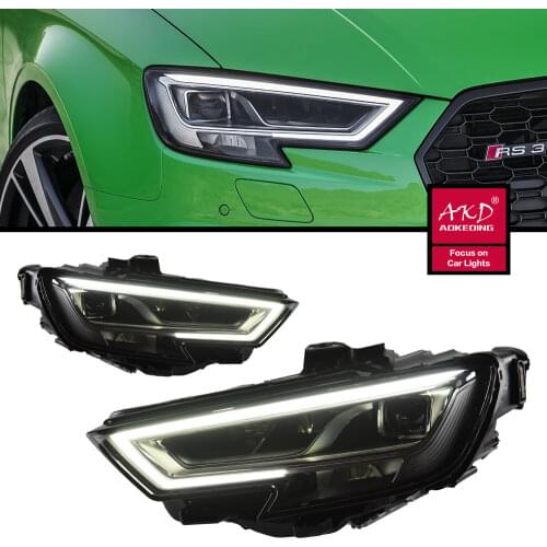 2 PCS Car Lights Parts For Audi A3 S3 2017-2020 Head lamps LED Headlight LED Dual Projector FACELIFT