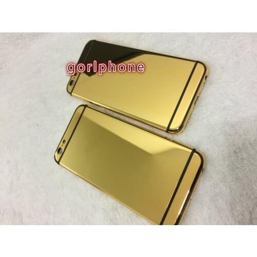2020 Middle Frame Rear Door Housing for phone 6s 6 plus 24k real Gold plated Chassis Back housing with Logo Card Tray+Buttons