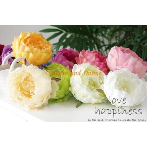 27colors! 50PCS Silk Colorful Peony Flower Vivid Artificial Flowers Fake Leaf Wedding Home Party Decoration yxf11
