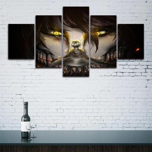 Canvas Paintings Wall Art 5 Pieces Attack on Titan Eren Yeage Poster Prints Modern Home Decor Living Room Frame Modular Pictures