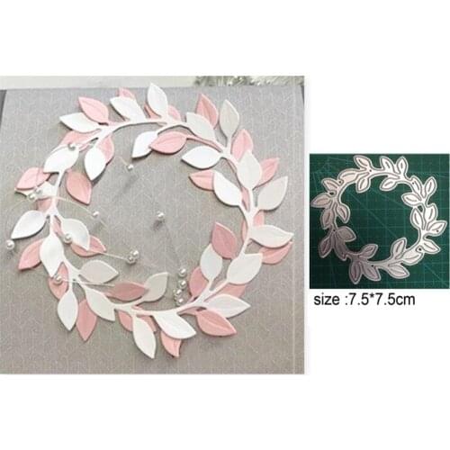 7.5cm Metal Steel Cutting Dies leaves wreath Crafts Die Stencil For DIY Scrapbooking Paper/photo Album Cards Embossing Die