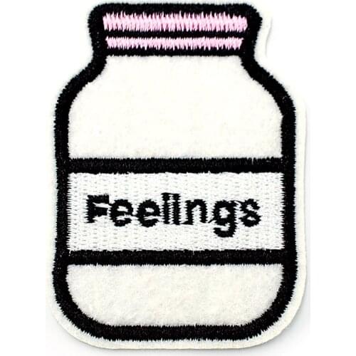 Feelings (Size:6.3X4.7cm) Embroidered for Clothing Iron on Sew Applique Cute Patch Fabric Badge Garment DIY Apparel Accessories