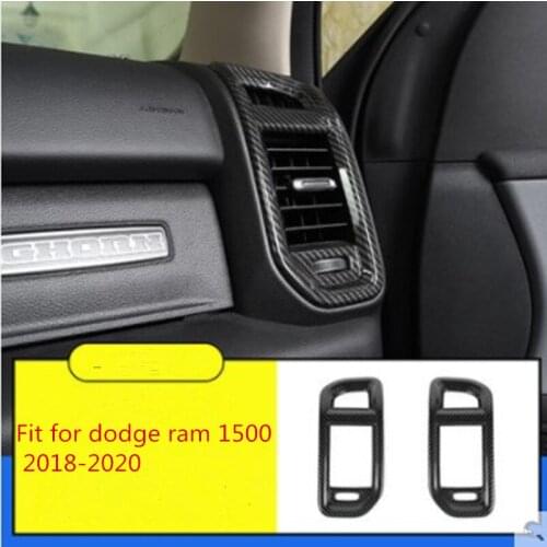 Car Interior Dashboard Side Air Outlet Frame Decal Sticker Carbon fiber ABS Fit For Dodge RAM 1500 2018-2020 car styling