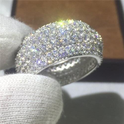 Big Luxury Ring Wieck Full Pave AAAAA Cubic Zirconia 925 Sterling Silver Simulated stones Women Wedding Engagement Band Ring