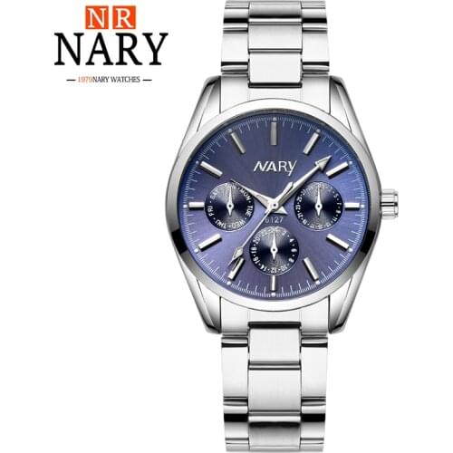NARY Fashion Womens Watches Stainless Steel Quartz Watch Ladies Watches Women Sports Watches Blue Reloj Mujer relogio feminino