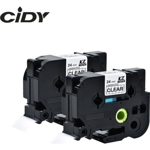 CIDY 2pcs 24mm*8m black on clear Laminated TZe-155 TZ-155 TZE 155 TZE155 TZ155 Labeling Tape for P-Touch label printer