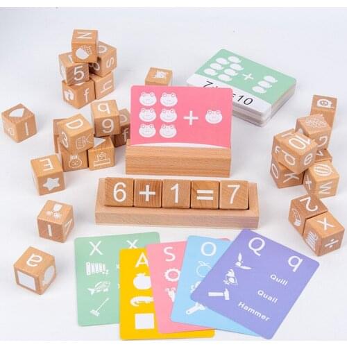 Wooden Word Spelling Games English 26 Letters Recognition Alphabet Toddler Early Educational Cognition Prop Puzzle Montessori