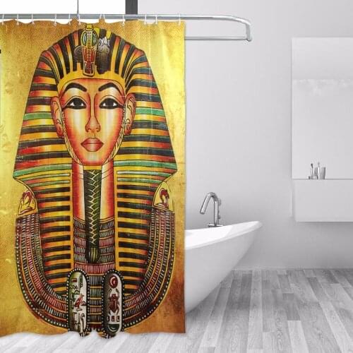 Egypt Pharaoh Tutankhamun Shower Curtain Waterproof Mildewproof Polyester Fabric Bath Curtains Bathroom Product With 12 Hooks
