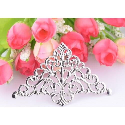 15Pcs Silver Tone Filigree Wraps Connectors Metal Crafts Gift Decoration DIY Findings 4.8x7.5cm