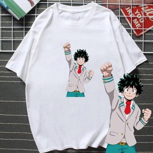 Midoriya Izuku Same Style Men T-shirt Anime My Hero Academia Vintage Manga Printed Tops Summer Hot Sale Unisex Streetwear Tee