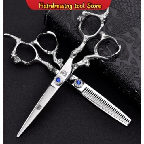 "Imported 440c Professional Hairdressing Scissors Salon Tools Flat Shear Teeth Shear Thin Shear Sapphire Japan 6 Inch Size Type"
