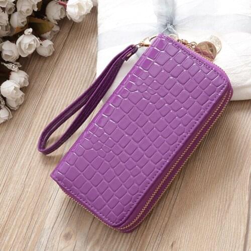 Patent Leather Alligator Zipper Wallet Billfold Women Phone Case Coin Pocket Change Purse Credit Bank ID Card Holders Hand Bags