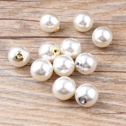 50PCS/lot 12Mm Round White Pearls Ball Craft with Silver/Gold Tone Caps Fit for Fashion Jewelry Earring Stud Decoration