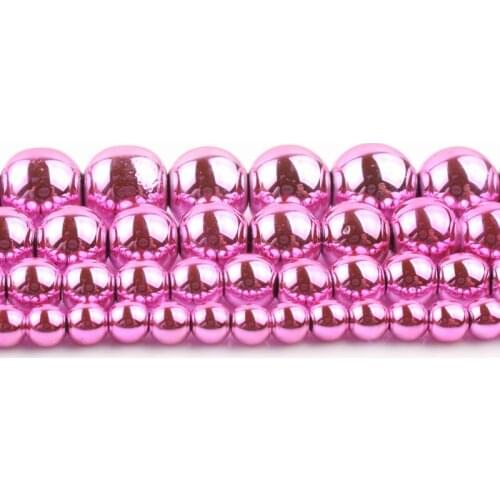 3/4/6/8/10mm Natural Fuchsia Hematite Stone Round Spacer Beads for DIY Bracelet Accessories Jewellery Making 15"
