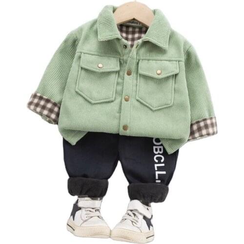Spring Autumn New Baby Cotton Clothes Children Boys Girls Long Sleeved Thicken Jacket Pants 2Pcs/sets Fashion Toddler Tracksuits