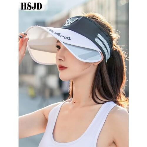 Summer Women Brim Widening Empty Top Visor Hats Adjustable Letter Embroidery Sports Style Female Sunshade Caps Bicycle Sun Hat
