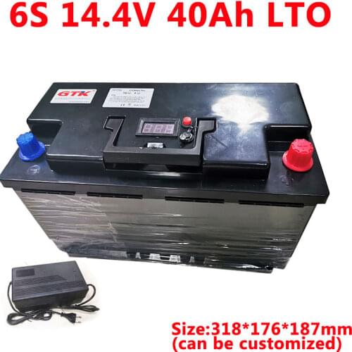 GTK 6S 14.4V 40Ah Lithium titanate 14V LTO battery pack with BMS for low temperature Emergency start of car+5A Charger