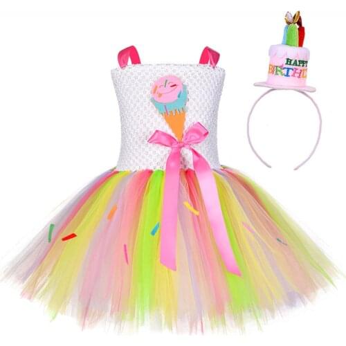 Cute Girls Halloween Costume Candy Christmas Ice Cream Pattern Kids Dresses for Girls Princess Birthday Party Tutu Dress Vestido