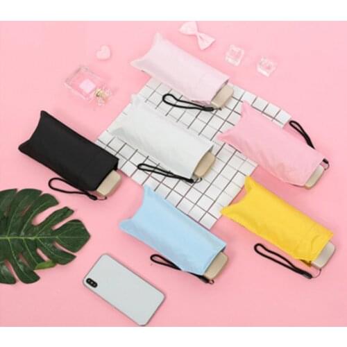 Mini Umbrella Portable Vinyl Vogue Parasols Pocket Small 5 Folds Uv Umbrellas Creativity Windproof Dual-purpose White Sunshades