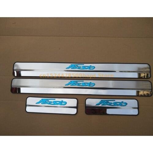 For Ford Fiesta 2009- 2012 2013 2014 2015 external Door Sill Scuff Plate Welcome Pedal Stainless Steel Car Styling Accessories